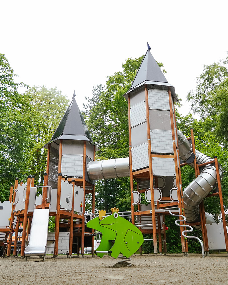 Castle themed large playground unit.